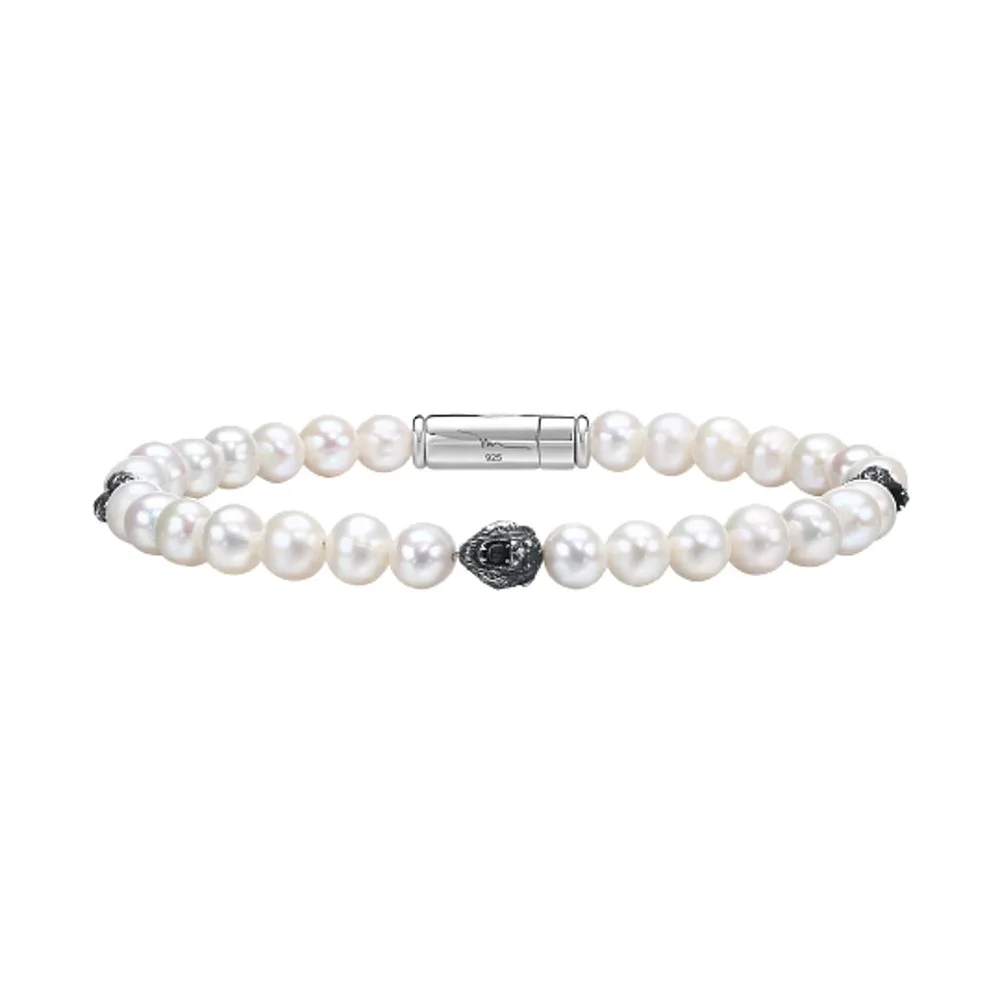 Bulova Marc Anthony Classic White Pearl Lion Silver Bracelet BVB1161-WSWPRL